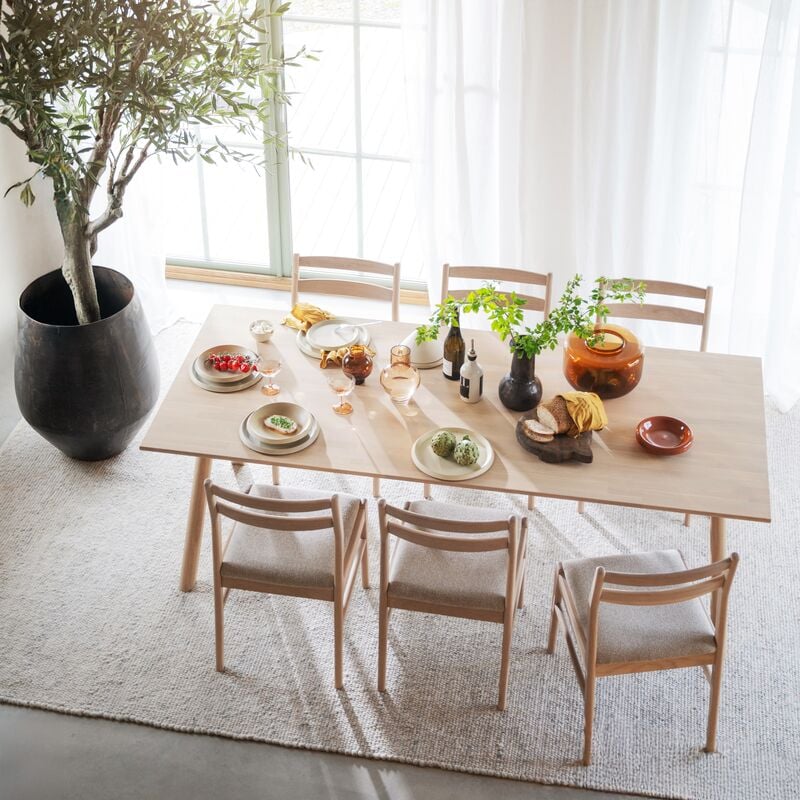 Rowico Home Clapperton ruokapöytä220x95 cm valkopesty tammi